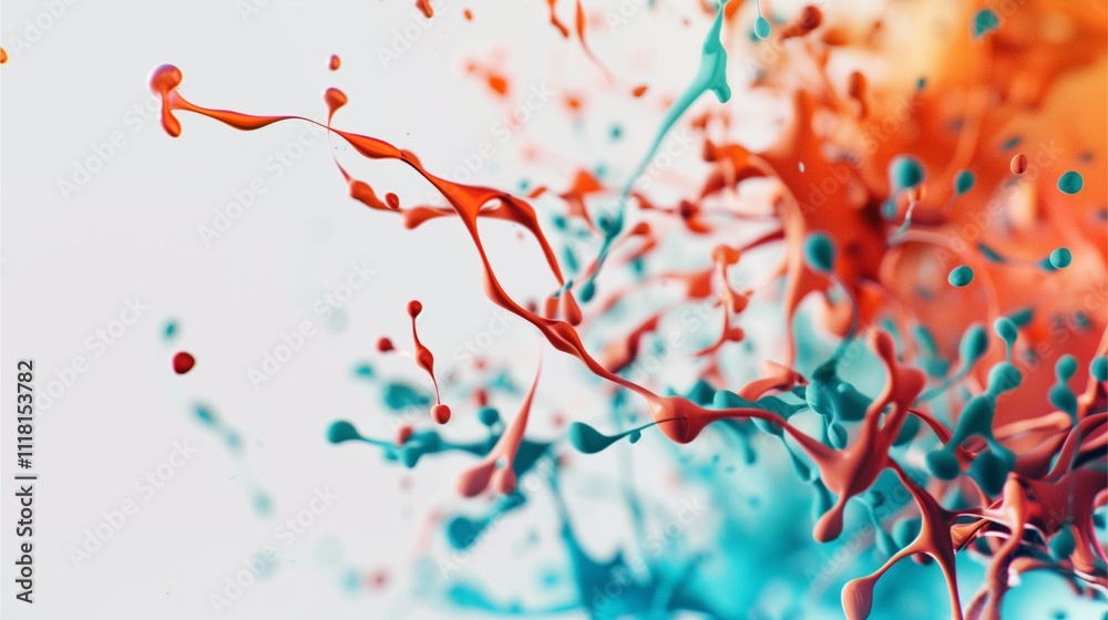 Liquid Symphony: Teal and Orange Paint Splash. Dynamic close-up of vibrant teal and orange paint exploding in a mesmerizing artistic splash. Liquid Symphony: Teal and Orange Paint Splash. Dynamic close-up of vibrant teal and orange paint exploding in a mesmerizing artistic splash.