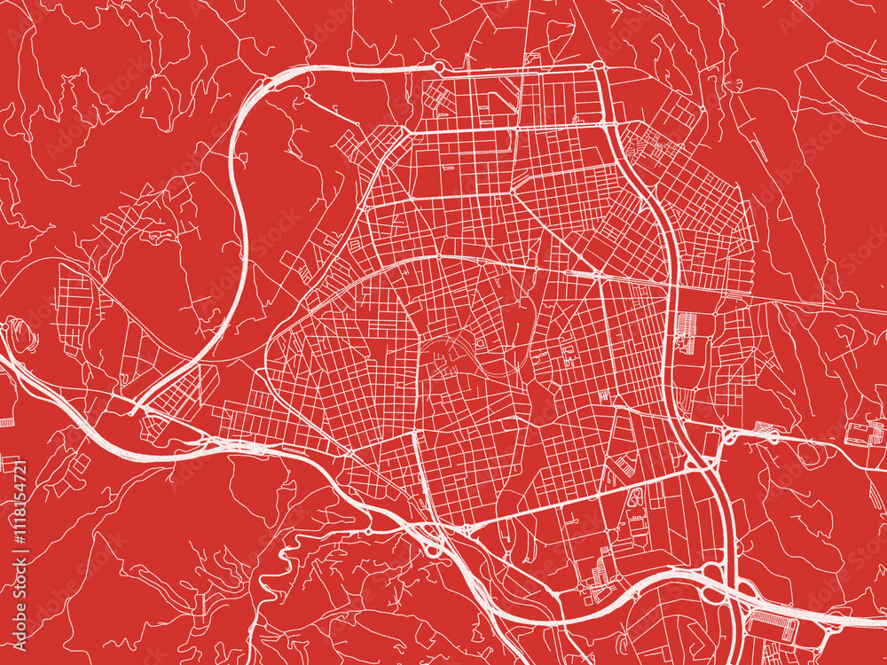 Christmas Map of Terrassa, Spain in Snowy White on Festive Red Background. Christmas Map of Terrassa, Spain in Snowy White on Festive Red Background.
