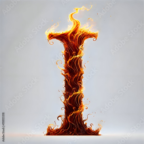 letter I alphabet flame isolated on white background