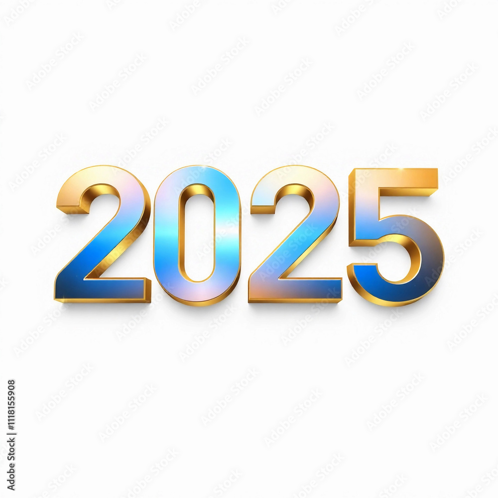 2025 number with shining effect on white background