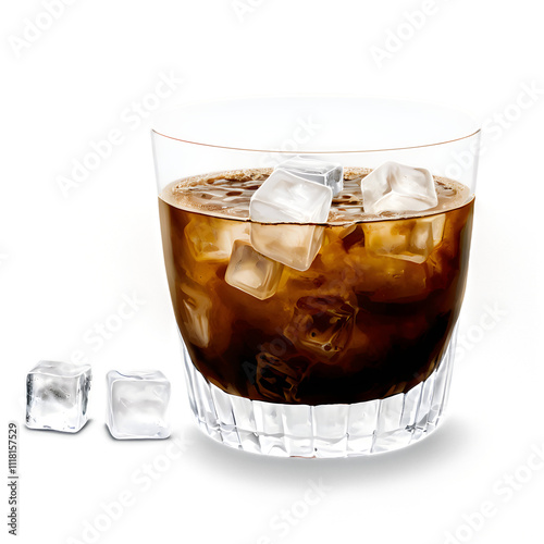 Iced coffee in rocks glass.