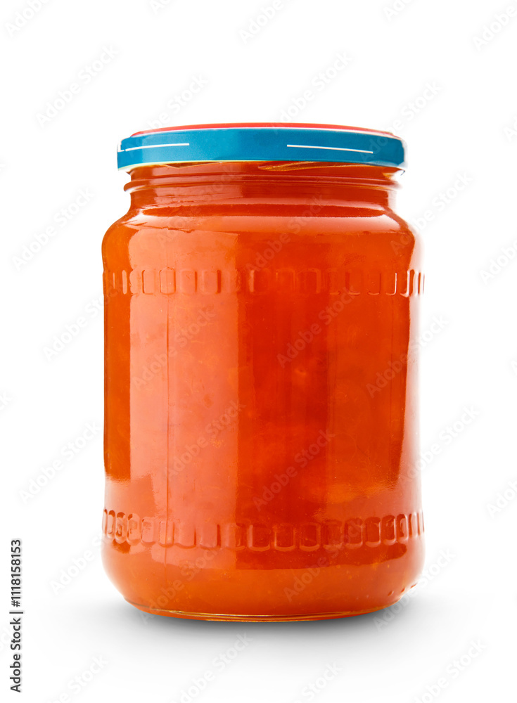 Pot of jam isolated on white Pot of jam isolated on white