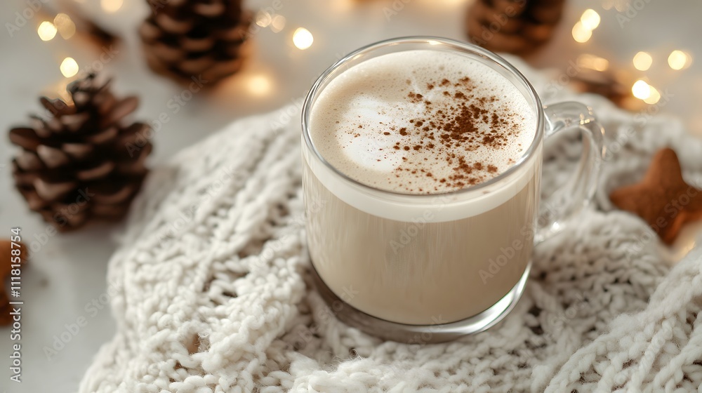 Warm Latte Drink Cozy Winter Setting Warm Latte Drink Cozy Winter Setting
