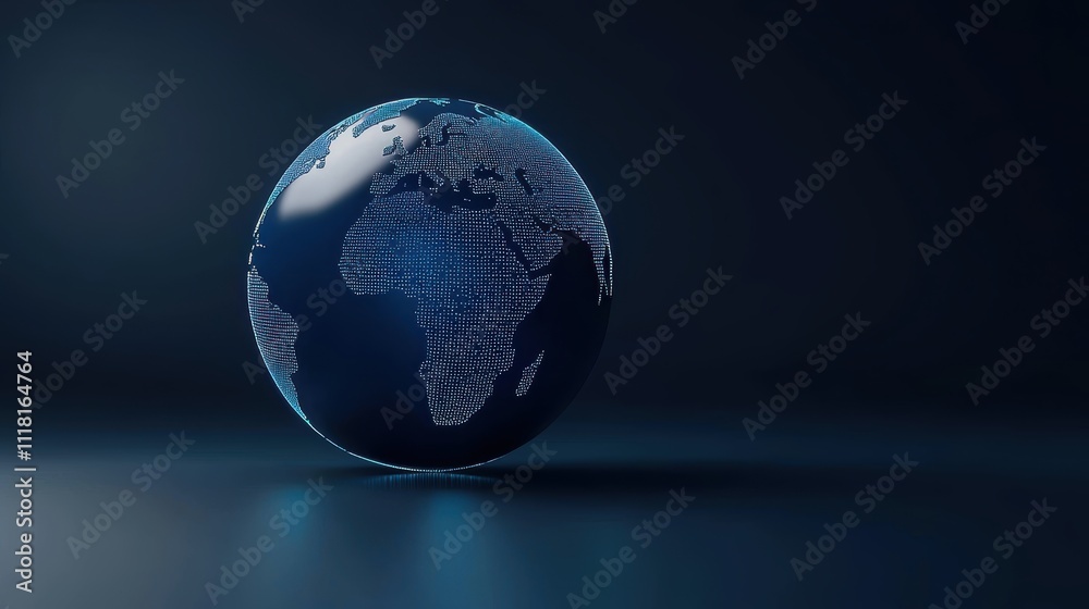 Fototapeta premium Revolutionary 3d digital globe visualization global context infographic display futuristic environment eye-level perspective technology concept