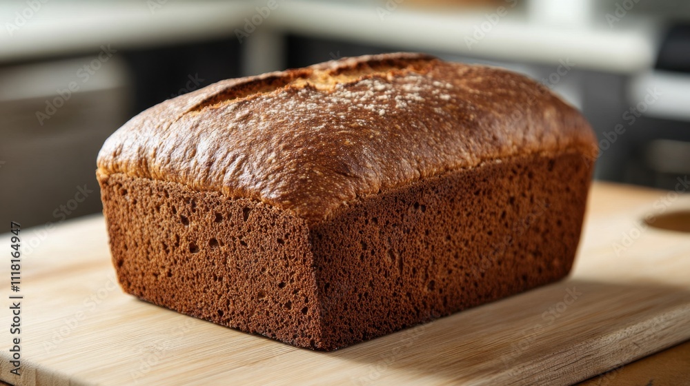 Freshly Baked Organic Rye Bread on Wooden Board Freshly Baked Organic Rye Bread on Wooden Board