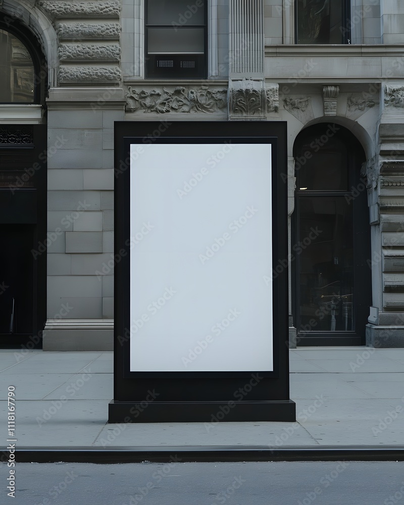 Blank Billboard Stands Outside City Building Blank Billboard Stands Outside City Building