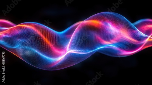 Abstract glowing wave, vibrant colors, dynamic motion.