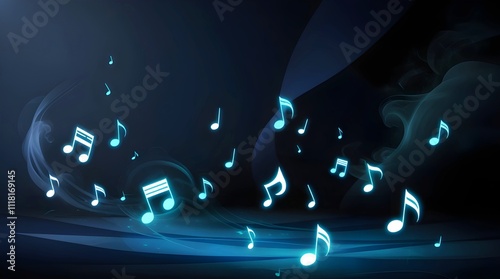 Musical Notes in a Cosmic Abstract background 