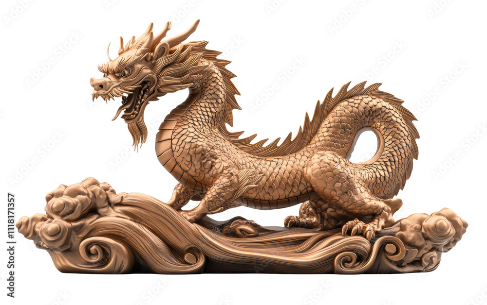 Obraz premium Dragon Sculpture on Transparent Background