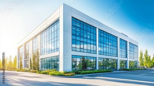 Modern Office Building Glass Facade, Sunny Day Composition, Architectural Design, Commercial Real Estate Commercial Architecture, Office Building Design