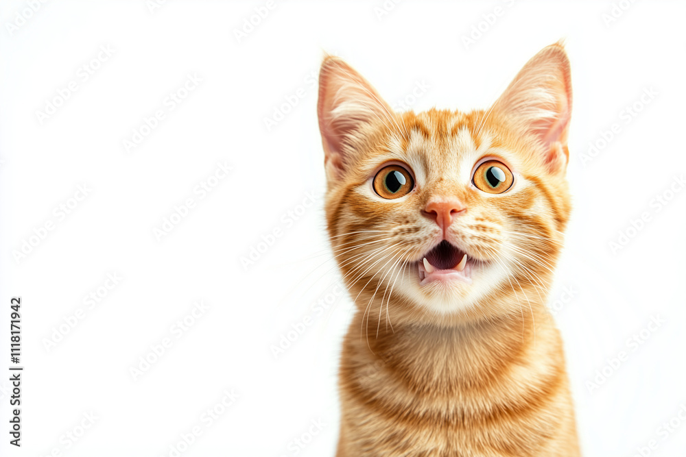 Obraz premium Angry and surprised cat isolated on transparent png background with a funny and excited expression