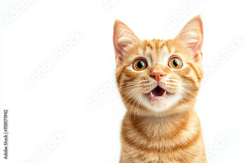 Angry and surprised cat isolated on transparent png background with a funny and excited expression