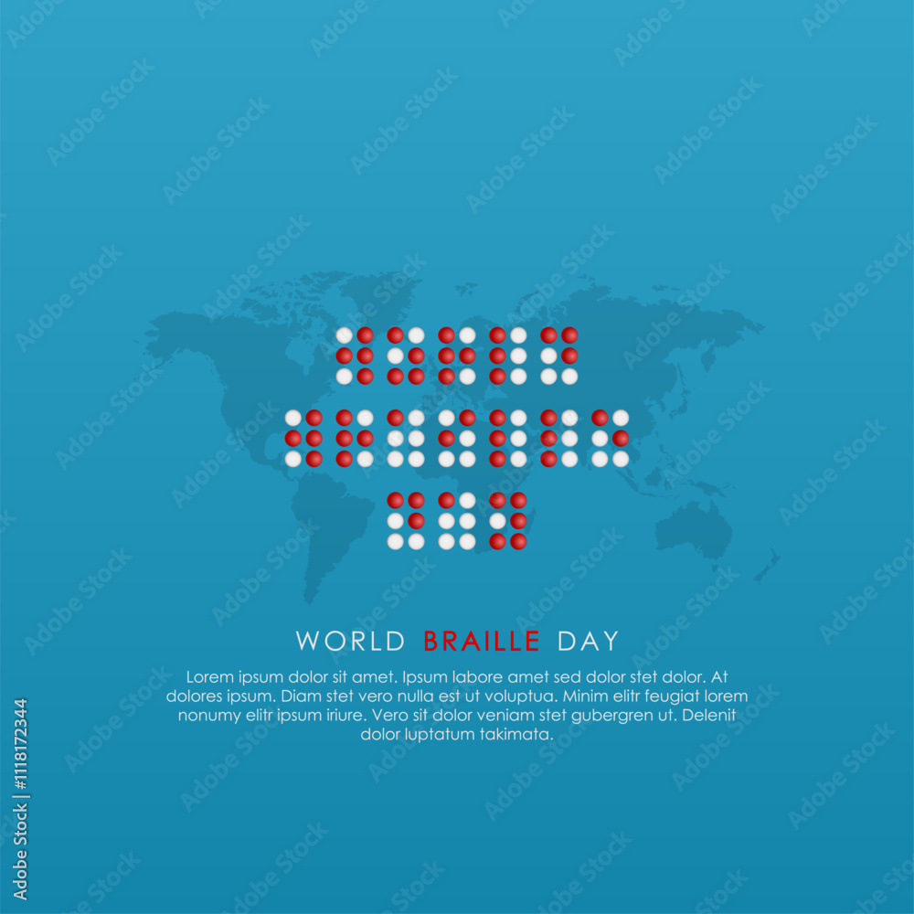 World Braille Day on 4 January with a banner on a blue background World Braille Day on 4 January with a banner on a blue background