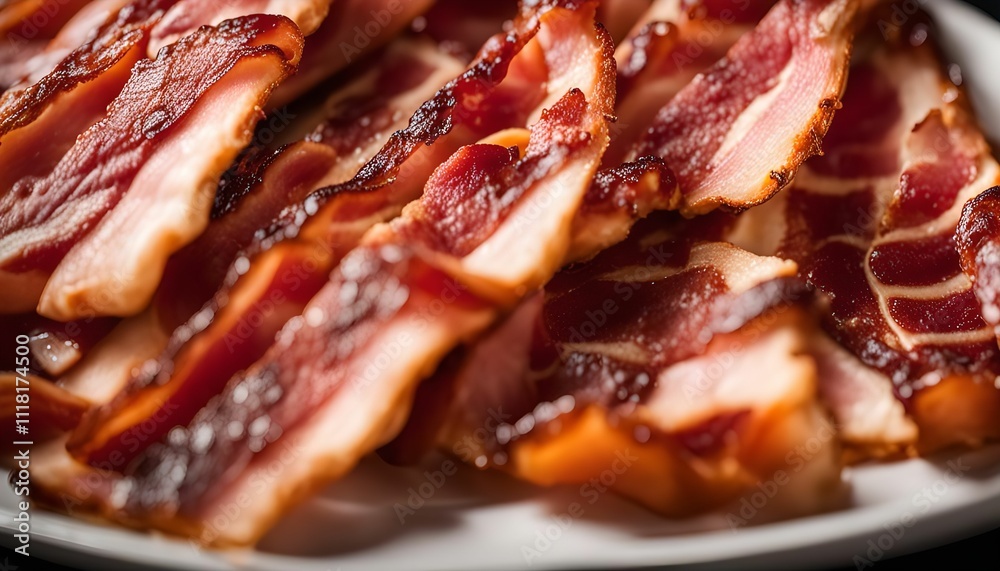 Obraz premium Crispy Bacon on a Plate