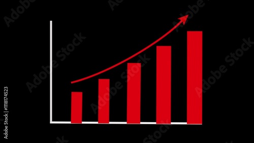 Business growth concept of animated graph chart showing growth of market and business