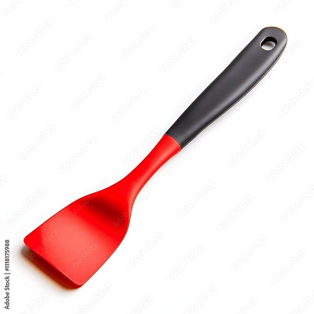Anime spatula with a bright red handle on a white background Anime spatula with a bright red handle on a white background