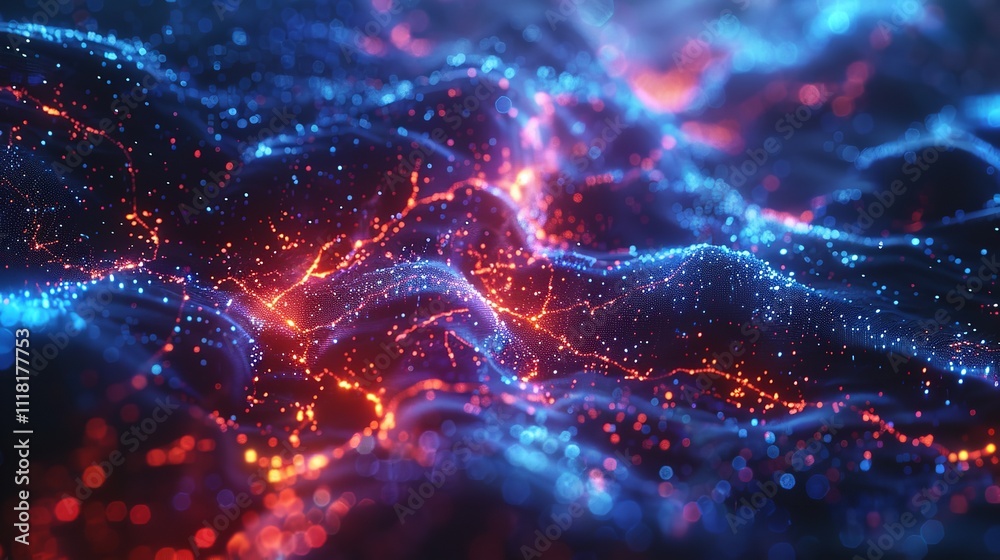 Big data technology and data science illustration. Data flow concept. Querying, analysing, visualizing complex information Big data technology and data science illustration. Data flow concept. Querying, analysing, visualizing complex information