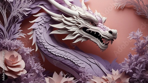 A traditional Chinese paper-cut design of a dragon