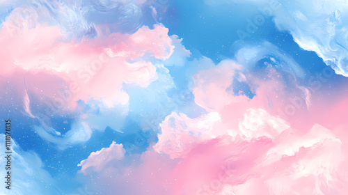 Abstract blue and pink starry sky background, bokeh, glimmer ,starry sky, background. Aether. Illustration