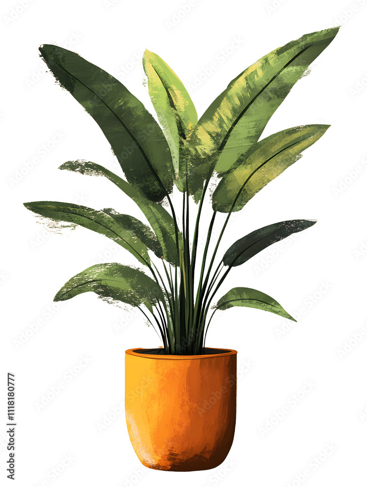 Strelitzia in Orange Pot Strelitzia in Orange Pot