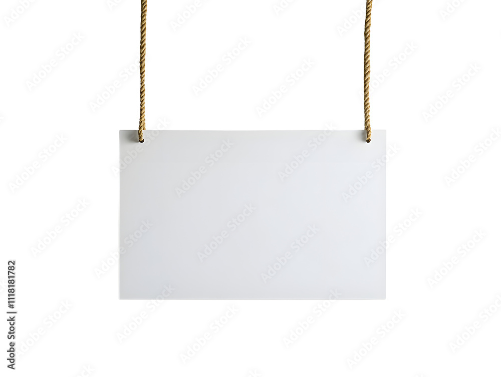 Blank White Sign Hanging with Rope Blank White Sign Hanging with Rope