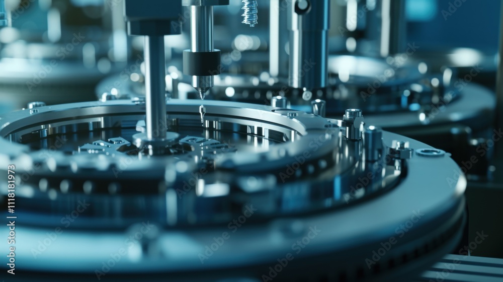 Automated robotic arms are working on a production line, assembling microchips in a modern factory, showcasing innovative manufacturing processes and advanced technology Automated robotic arms are working on a production line, assembling microchips in a modern factory, showcasing innovative manufacturing processes and advanced technology