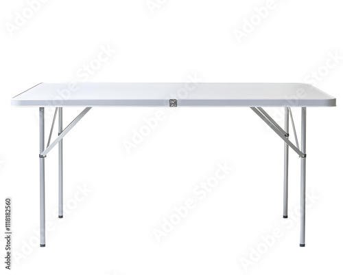 White Folding Table Isolated on Black Background