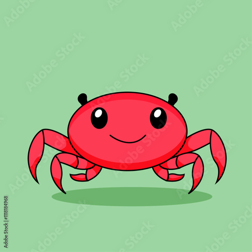 Cute Crab Cartoon Kawaii Sticker. Character Vector Illustration photo