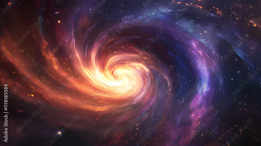Obraz premium A mesmerizing swirl of vibrant colors creates a dreamlike cosmic abstract art that captures the imagination. Aether. Illustration