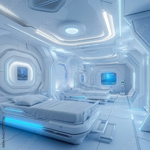 Advanced Hospital Room Featuring Intelligent Beds and Soothing Digital Interface