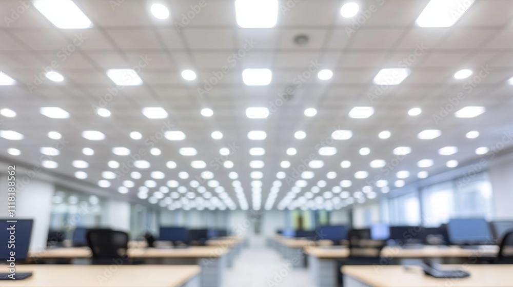 Abstract Blurred Office Interior Minimalist Working Space with Defocused Lighting for Simplicity Abstract Blurred Office Interior Minimalist Working Space with Defocused Lighting for Simplicity