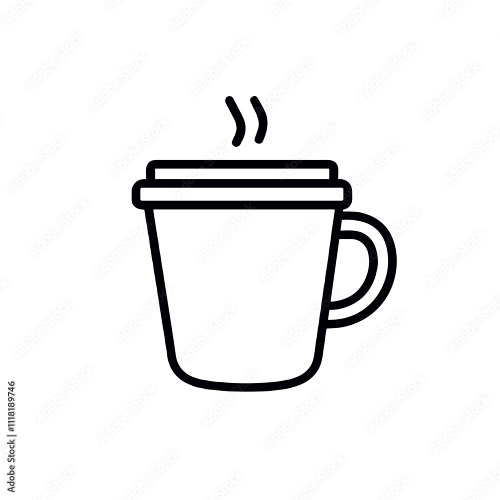 Coffee cup icon in minimalist outline style Coffee cup icon in minimalist outline style