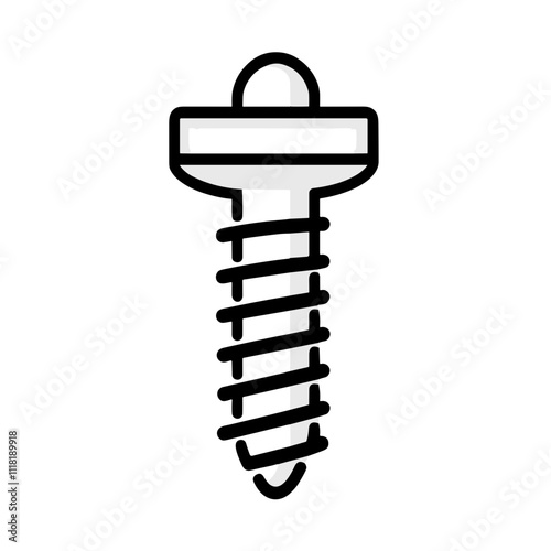 Screw icon in minimalist outline style