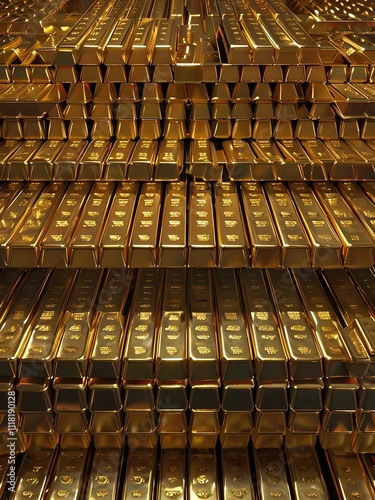 Stacked gold bars arranged in rows, shimmering gold bullion collection heap in organized stacks, precious metal gleaming goldbars showcasing wealth, lingots d'or, barrasdeoro, barrasdeouro, Goldbarren