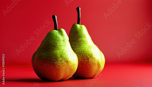  Pears on a red background