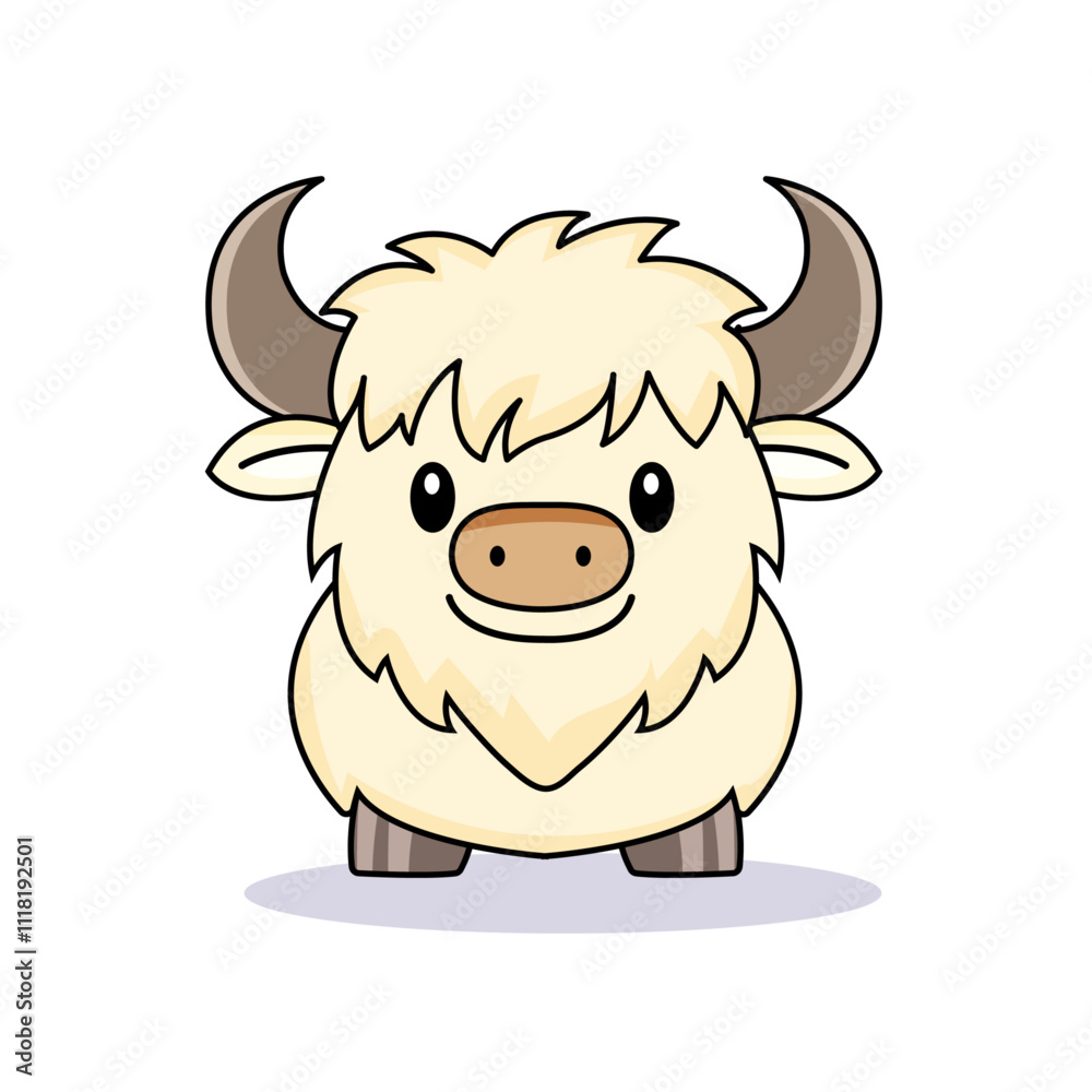 Cute Bison Cartoon Kawaii Sticker. Character Vector Illustration Cute Bison Cartoon Kawaii Sticker. Character Vector Illustration