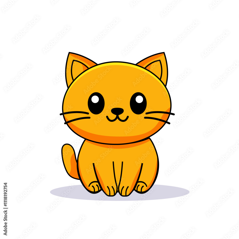 Cute Cat Cartoon Kawaii Sticker. Character Vector Illustration Cute Cat Cartoon Kawaii Sticker. Character Vector Illustration