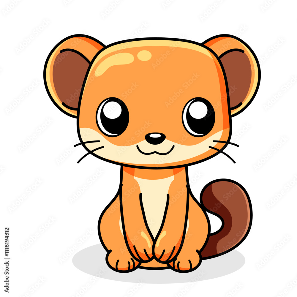 Cute Otter Cartoon Kawaii Sticker. Character Vector Illustration Cute Otter Cartoon Kawaii Sticker. Character Vector Illustration