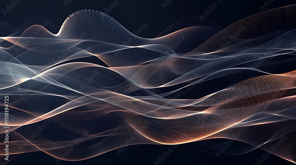 Fototapeta premium An abstract design with overlapping waves of light and shadow, resembling a digital sound wave