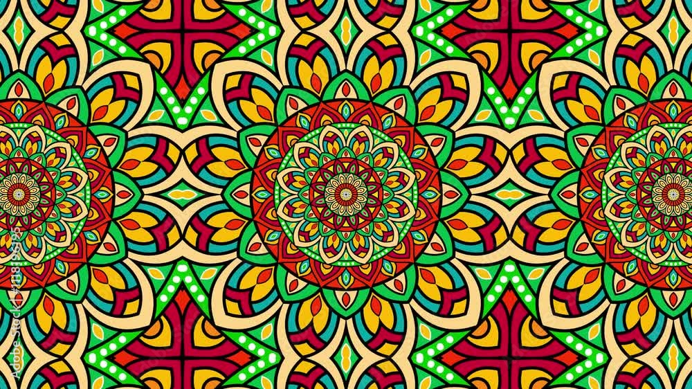 kaleidoscope mandala abstract background of trippy art psychedelic trance to open third eye with visuals energy chakra futuristic audiovisual vj seamless loop	