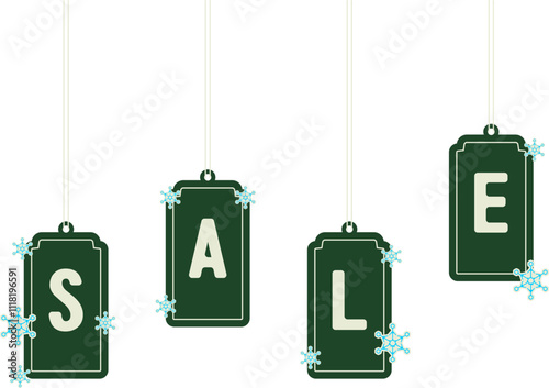 Winter Sale Tags with Snowflakes