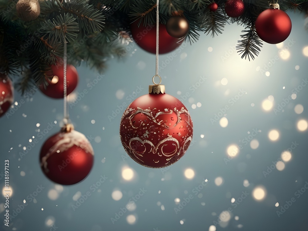 christmas background with balls and fir branches christmas background with balls and fir branches