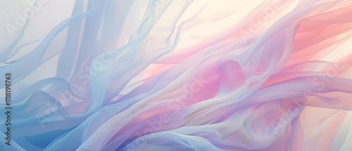 Gentle pastel hues of swirling abstract forms evoke a sense of calm and dreamlike tranquility.