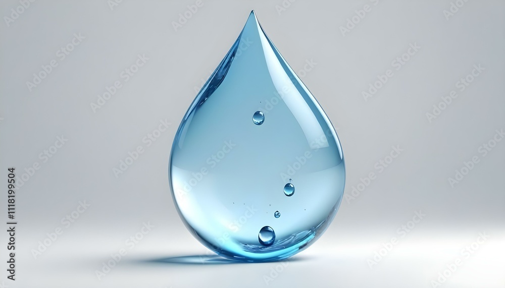 drop of blue water 3d render isolated on grey background create with ai drop of blue water 3d render isolated on grey background create with ai
