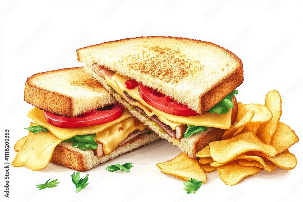 Juicy Sandwich Cut in Half