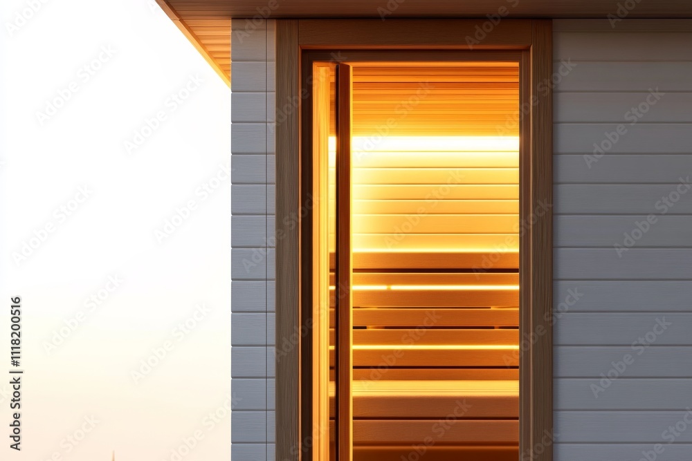 Fototapeta premium Warm Glow of Sauna Door