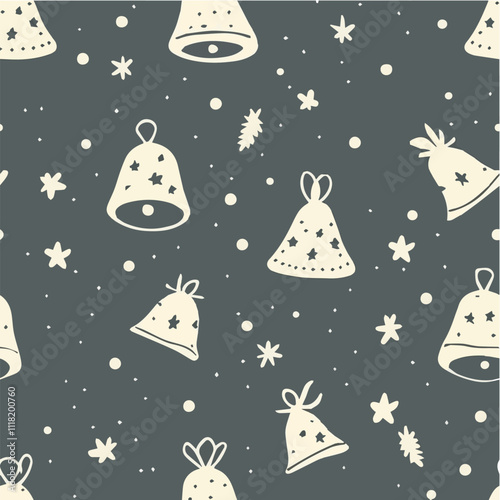 Christmas seamless pattern with jingle bells
