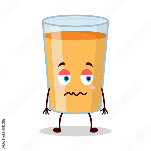 cute grumpy expression of orange juice cartoon character