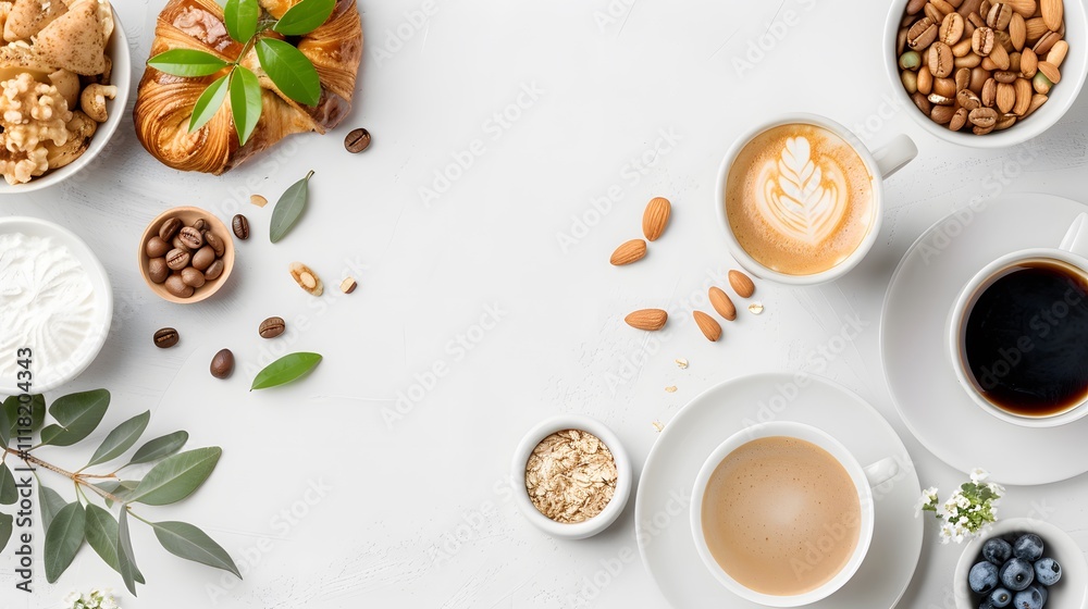 Morning delights coffee and pastries in a cozy kitchen with bright aesthetics