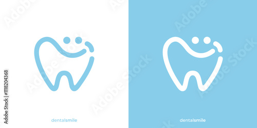 Simple Dental Smile Logo. Teeth and Smiling Face Icon Graphic. Dental Care Logo Design Template.